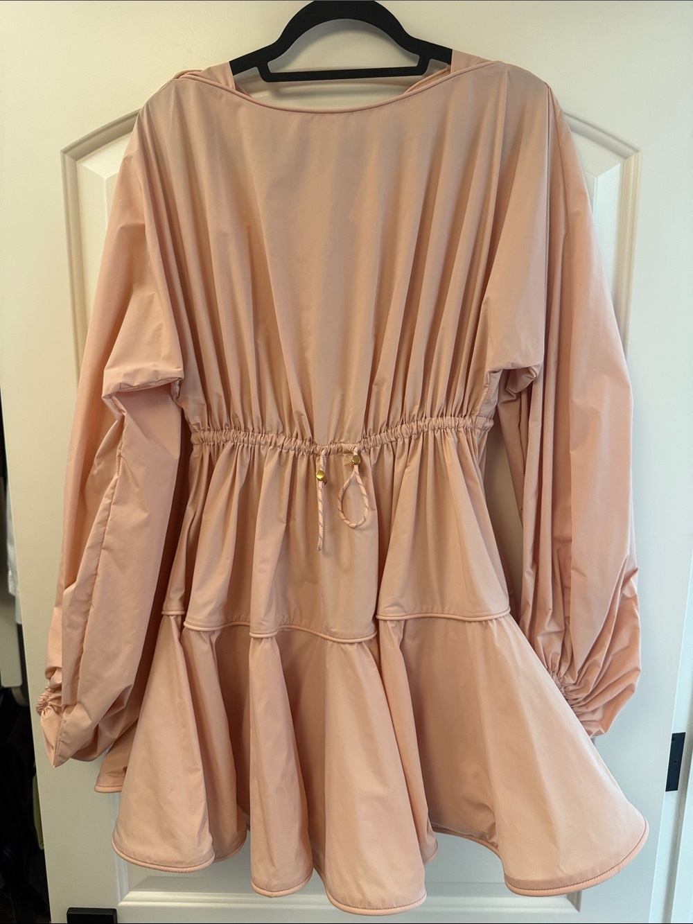 Zimmermann Peach Pink Long-Sleeve Tiered Drawstring Dress